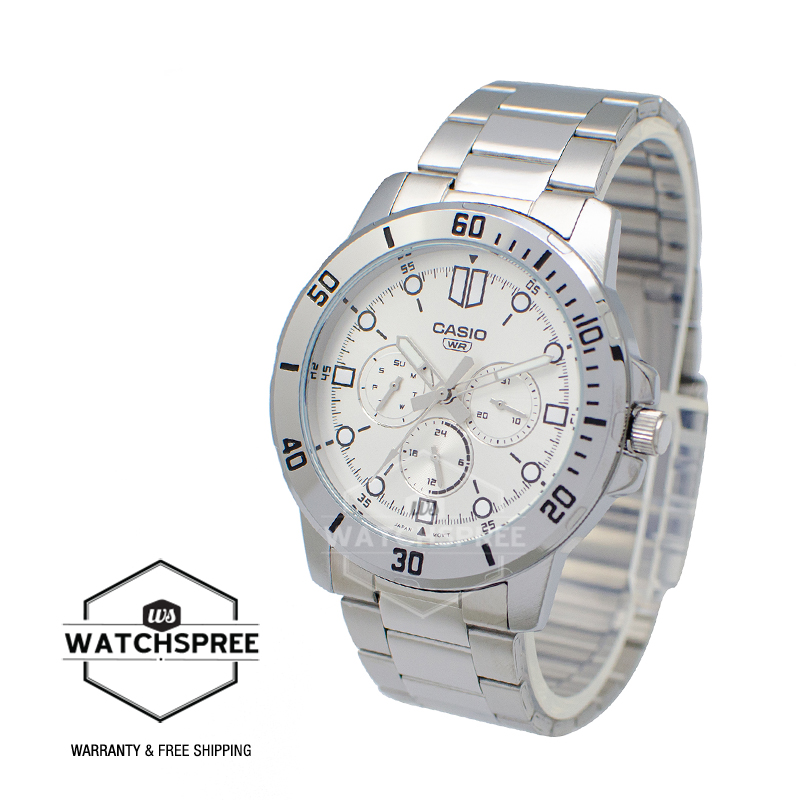 [Watchspree] Casio Men's Multi-Hand Silver Stainless Steel Band Watch MTPVD300D-7E MTP-VD300D-7E