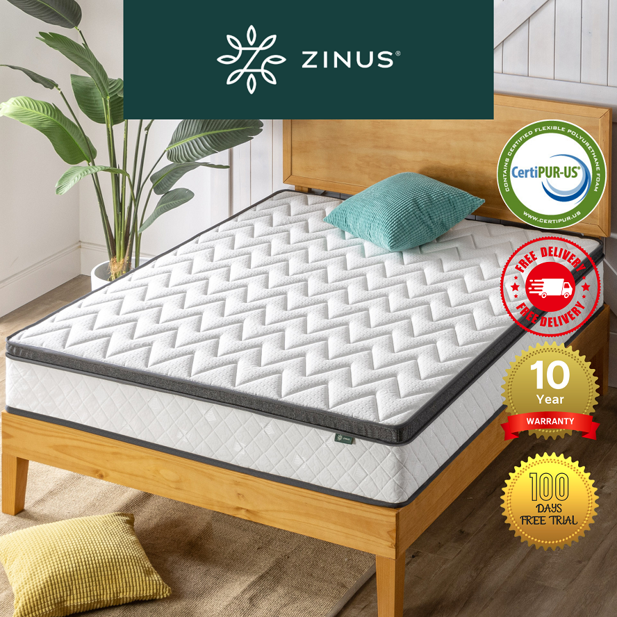 Zinus 25cm Euro Top Latex Hybrid ‘Cool’ Pocketed Spring Mattress (10”)