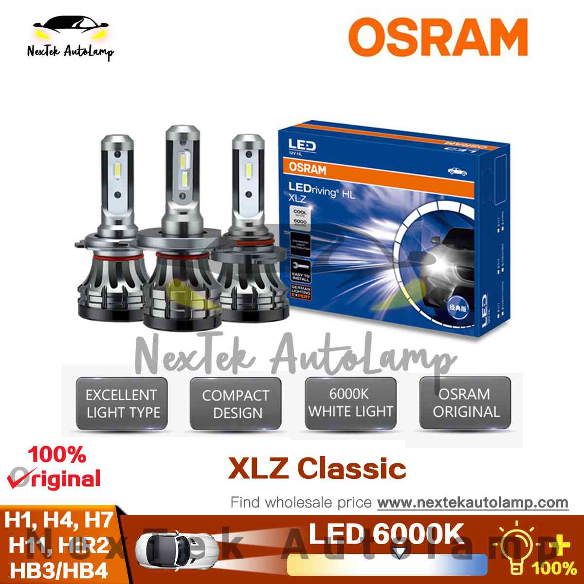 OSRAM NEW XLZ LED H1 H4 H7 H8 H11 H16 HB3 HB4 HIR2 6000K Car Auto Headlight Quick Start Germany LEDrving