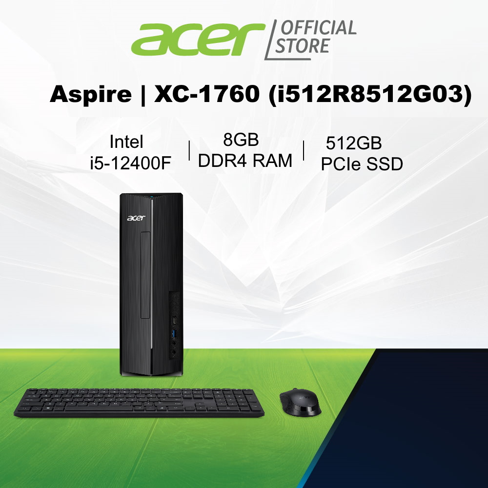Acer Aspire XC-1760 (i512R8512G03) desktop with 12th Gen Intel Core processor and 8GB RAM