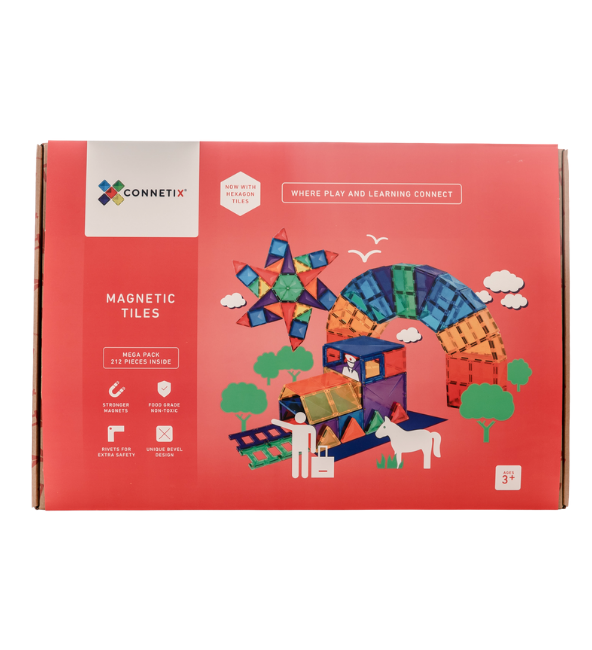 Connetix Tiles | 212 Piece Mega Pack | Building Set Magnetic Tiles for open-ended and creative play