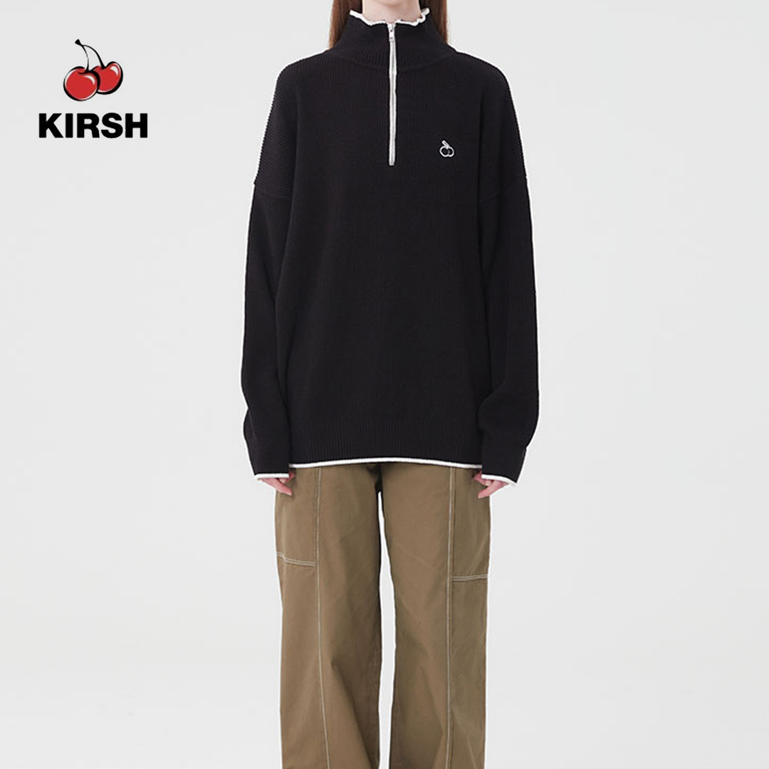 [KIRSH] UNI SMALL CHERRY KNIT HALF ZIP UP