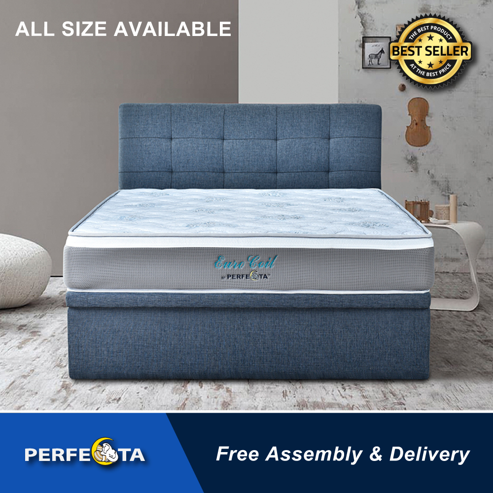 [Bulky] [Full Set] Storage Bed and 9-inch Euro Coil Mattress - Powerful Hydraulic System - Free Assembly and Delivery