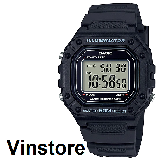 [Vinstore] Casio W-218H Black Resin Digital Men Teen Watch W-218H-1 W-218H-1A W218H-1A W218H-1 W-218H-1AVDF